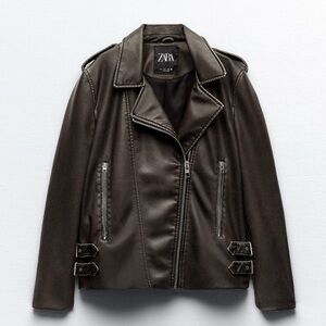 Zara FAUX LEATHER BIKER JACKET